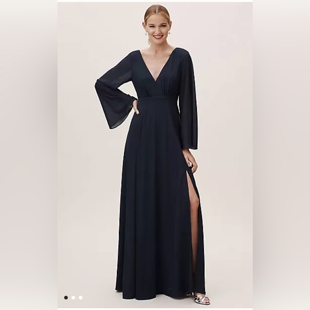 NWT Anthropologie Doria Dress Elegant navy blue Maxi Dress size:10